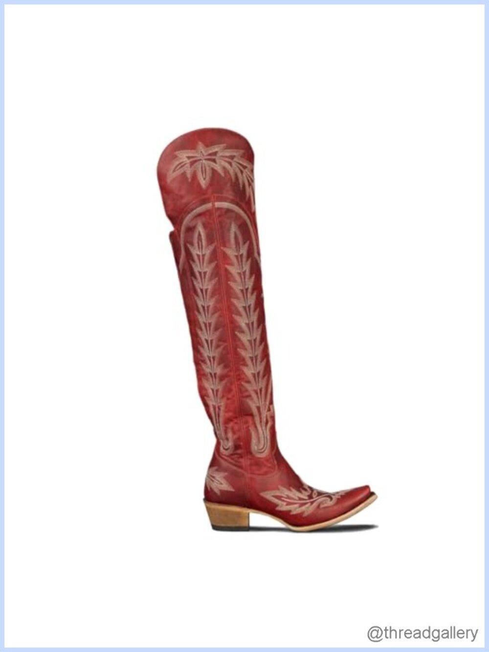 Over the Knee Western Boots Women Faux Leather Chunky Heel Pull-On - Picture 3 of 5
